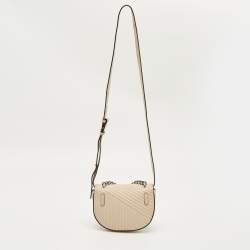 Pre Owned Karl Lagerfeld Light Beige Quilted Leather K/Signature Convertible Belt Bag