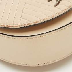 Pre Owned Karl Lagerfeld Light Beige Quilted Leather K/Signature Convertible Belt Bag