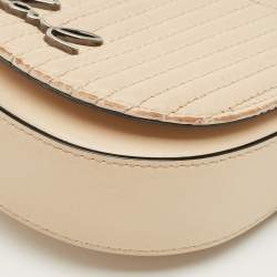 Pre Owned Karl Lagerfeld Light Beige Quilted Leather K/Signature Convertible Belt Bag