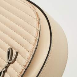 Pre Owned Karl Lagerfeld Light Beige Quilted Leather K/Signature Convertible Belt Bag