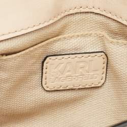 Pre Owned Karl Lagerfeld Light Beige Quilted Leather K/Signature Convertible Belt Bag