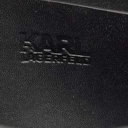Pre Owned Karl Lagerfeld Black/Silver Leather K/Seven Shoulder Bag