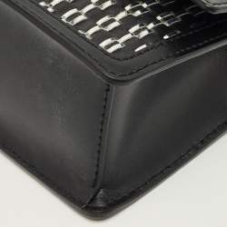Pre Owned Karl Lagerfeld Black/Silver Leather K/Seven Shoulder Bag