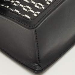 Pre Owned Karl Lagerfeld Black/Silver Leather K/Seven Shoulder Bag