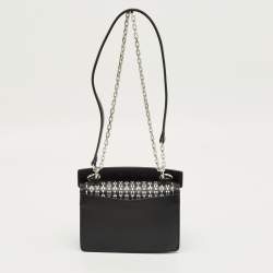 Pre Owned Karl Lagerfeld Black/Silver Leather K/Seven Shoulder Bag