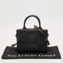 Pre Owned حقيبة كارل لاغرفيلد كي / إكون جلد سوداء بيد علوية