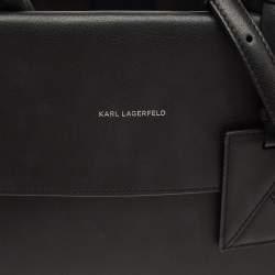 Pre Owned حقيبة كارل لاغرفيلد كي / إكون جلد سوداء بيد علوية