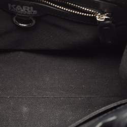 Pre Owned حقيبة كارل لاغرفيلد كي / إكون جلد سوداء بيد علوية