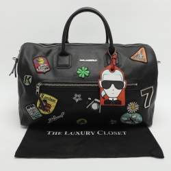 مملوكة مسبقًا Karl Lagerfeld Black PVC Patches Duffel Bag