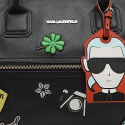 مملوكة مسبقًا Karl Lagerfeld Black PVC Patches Duffel Bag