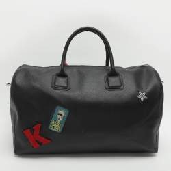 مملوكة مسبقًا Karl Lagerfeld Black PVC Patches Duffel Bag