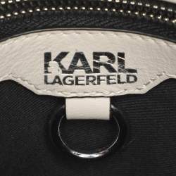 Pre Owned Karl Lagerfeld k/ikonik Grey Leather Top Handle Bag