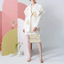 Pre Owned Karl Lagerfeld k/ikonik Grey Leather Top Handle Bag