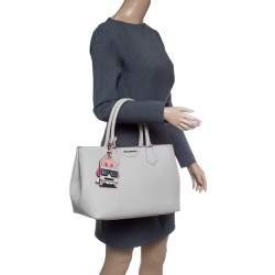 Karl Lagerfeld Grey Textured Leather Tote