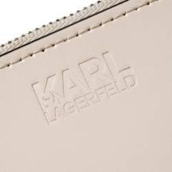 Pre Owned Karl Lagerfeld Cream Leather K/Karry-All Hobo