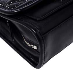 Karl Lagerfeld Black Leather Small K/Kuilted Studs Top Handle Bag
