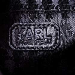 Karl Lagerfeld Black Leather Small K/Kuilted Studs Top Handle Bag