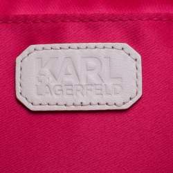 Pre Owned Karl Lagerfeld Pink Leather Wristlet Pouch