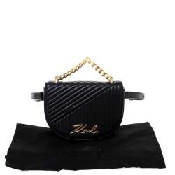 Pre Owned Karl Lagerfeld Black Quilted Leather Belt Bag