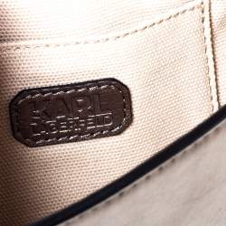 Pre Owned Karl Lagerfeld Metallic Leather and Suede Flap Shoulder Bag