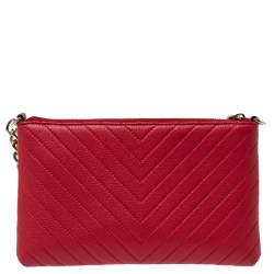 Pre Owned Karl Lagerfeld Red Leather Gigi Crossbody Bag