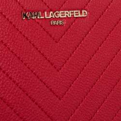 Pre Owned Karl Lagerfeld Red Leather Gigi Crossbody Bag