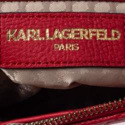 Pre Owned Karl Lagerfeld Red Leather Gigi Crossbody Bag