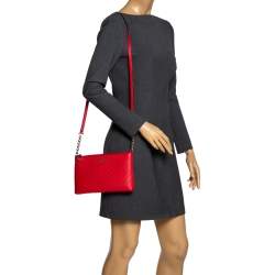 Pre Owned Karl Lagerfeld Red Leather Gigi Crossbody Bag