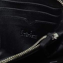 Pre Owned Karl Lagerfeld Black/Blue Leather Zip Around Wallet