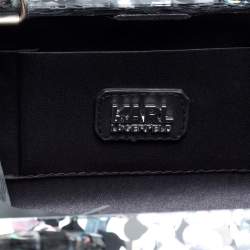 Pre Owned Karl Lagerfeld Black/Silver Glitter Acrylic Choupette Minaudiere Chain Box Clutch                  