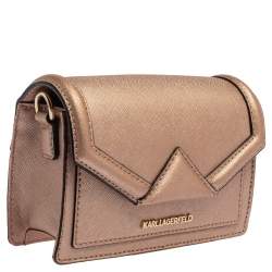 Karl Lagerfeld Metallic Rose Gold Leather Mini K/Klassic Crossbody Bag