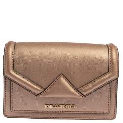 Karl Lagerfeld Metallic Rose Gold Leather Mini K/Klassic Crossbody Bag