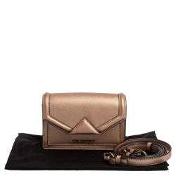 Karl Lagerfeld Metallic Rose Gold Leather Mini K/Klassic Crossbody Bag