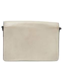 Pre Owned Karl Lagerfeld Beige Leather K/Signature Crossbody Bag
