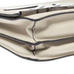 Pre Owned Karl Lagerfeld Beige Leather K/Signature Crossbody Bag