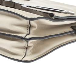 Pre Owned Karl Lagerfeld Beige Leather K/Signature Crossbody Bag