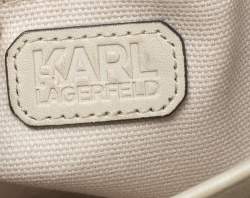 Pre Owned Karl Lagerfeld Beige Leather K/Signature Crossbody Bag