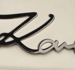 Pre Owned Karl Lagerfeld Beige Leather K/Signature Crossbody Bag