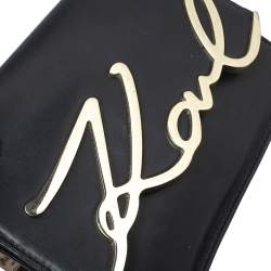 Karl Lagerfeld Black Leather K/Signature Crossbody Bag