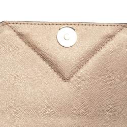 Pre Owned Karl Lagerfeld Metallic Rose Gold Leather K/Klassik Shoulder Bag