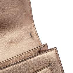 Pre Owned Karl Lagerfeld Metallic Rose Gold Leather K/Klassik Shoulder Bag