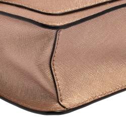 Pre Owned Karl Lagerfeld Metallic Rose Gold Leather K/Klassik Shoulder Bag