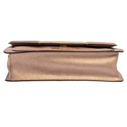 Pre Owned Karl Lagerfeld Metallic Rose Gold Leather K/Klassik Shoulder Bag