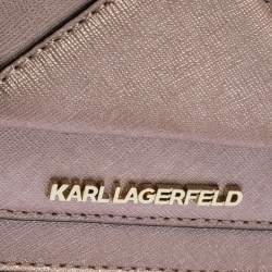 Pre Owned Karl Lagerfeld Metallic Rose Gold Leather K/Klassik Shoulder Bag