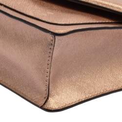 Pre Owned Karl Lagerfeld Metallic Rose Gold Leather K/Klassik Shoulder Bag