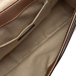 Pre Owned Karl Lagerfeld Metallic Rose Gold Leather K/Klassik Shoulder Bag