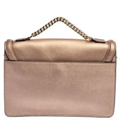Pre Owned Karl Lagerfeld Metallic Rose Gold Leather K/Klassik Shoulder Bag