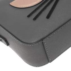 Pre Owned Karl Lagerfeld Grey Leather Maybelle Choupette Crossbody Bag