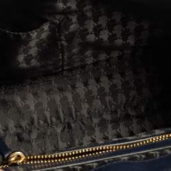 Pre Owned Karl Lagerfeld Blue/Black Leather and Tweed K/Kuilted Flap Shoulder Bag