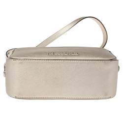 Pre Owned Karl Lagerfeld Metallic Silver Leather Camera Crossbody Bag